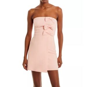 Aqua Pink Strapless Bow Mini Dress